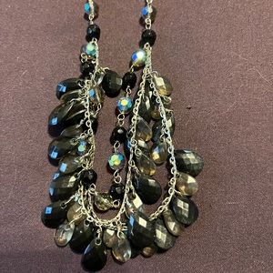 Beautiful sparkly 3 strand black drop tears necklace
